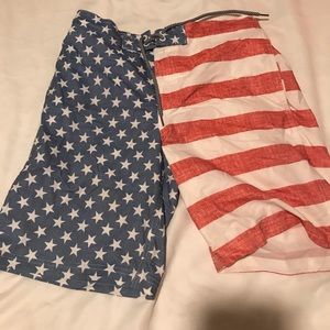 US flag swim shorts